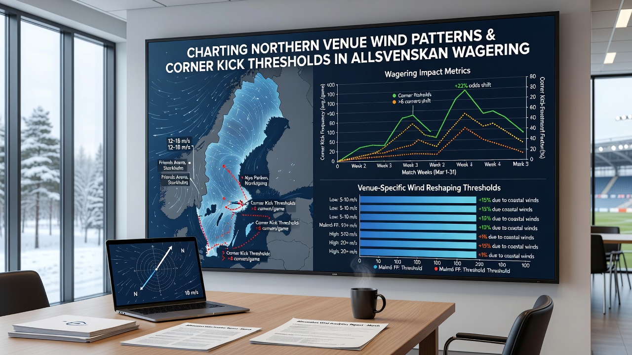 Betting market graphs displaying corner kick line movements at windy northern venues